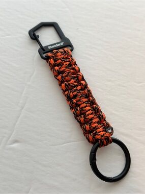 Standard Paracord Keychain with Black Hardware Rings Orange Camo New